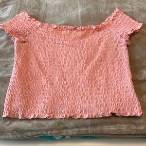 Pink/Coral Ruffled Crop-top